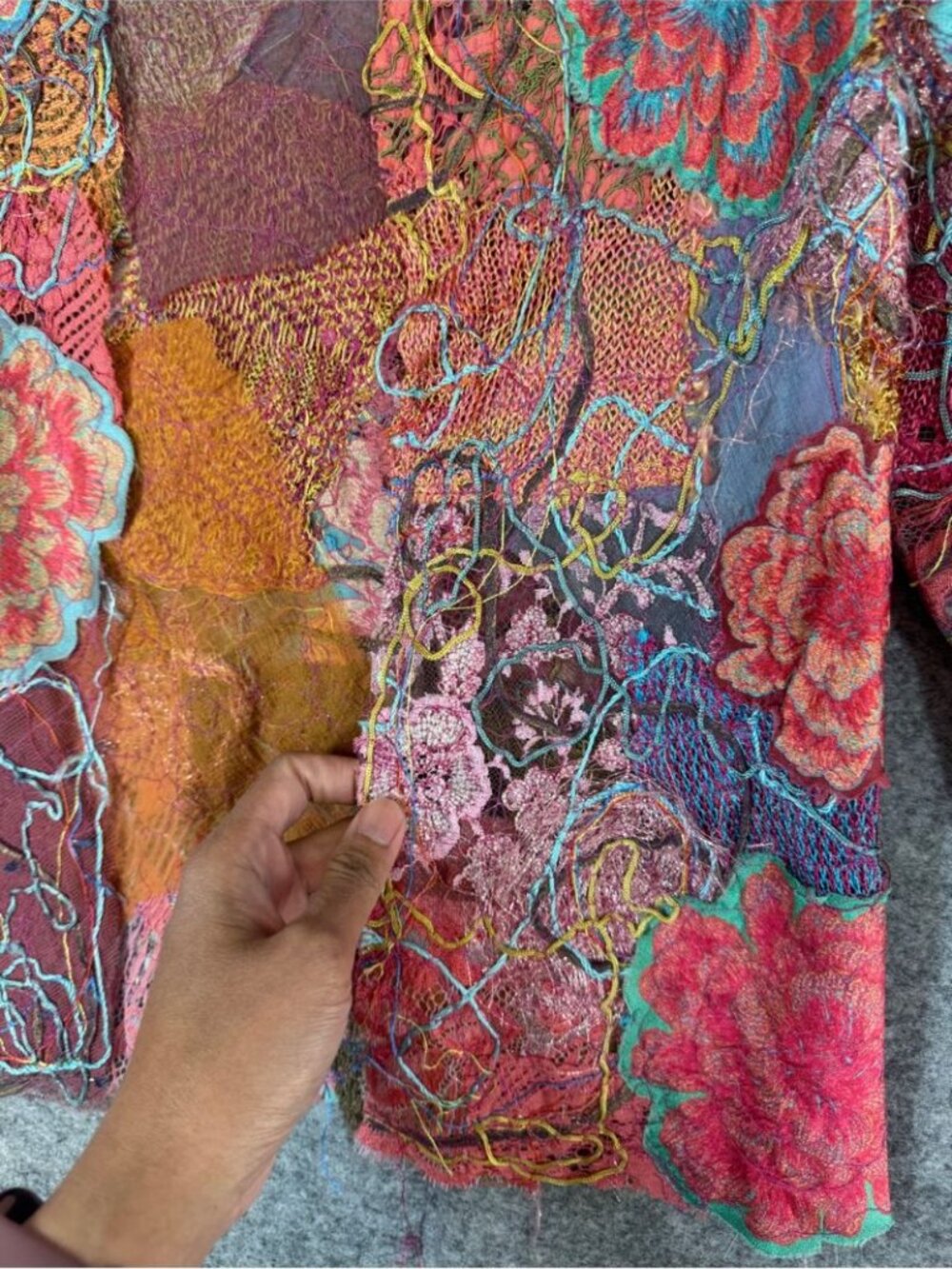 Pazuki London Silk Blend Floral Lace Patchwork Jacket Boho Chic P Small - Picture 7 of 16